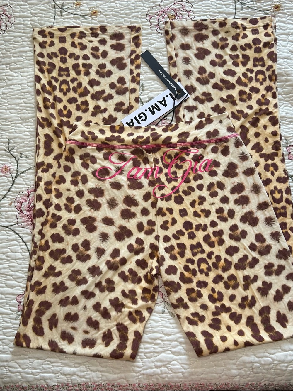 I AM GIA Leopard Print  Flare Pants - Beige & Brown